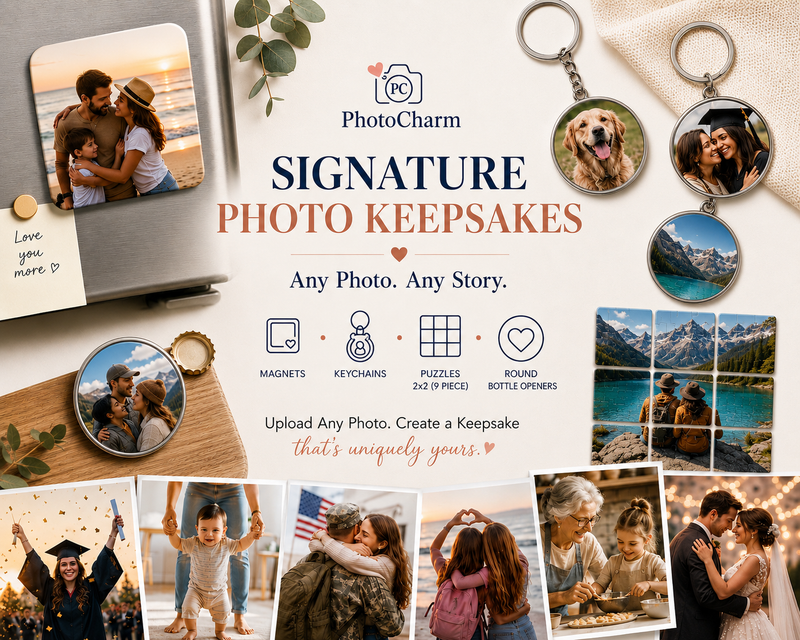 Signature Photo Keepsakes, Custom Magnets, Keychains & More