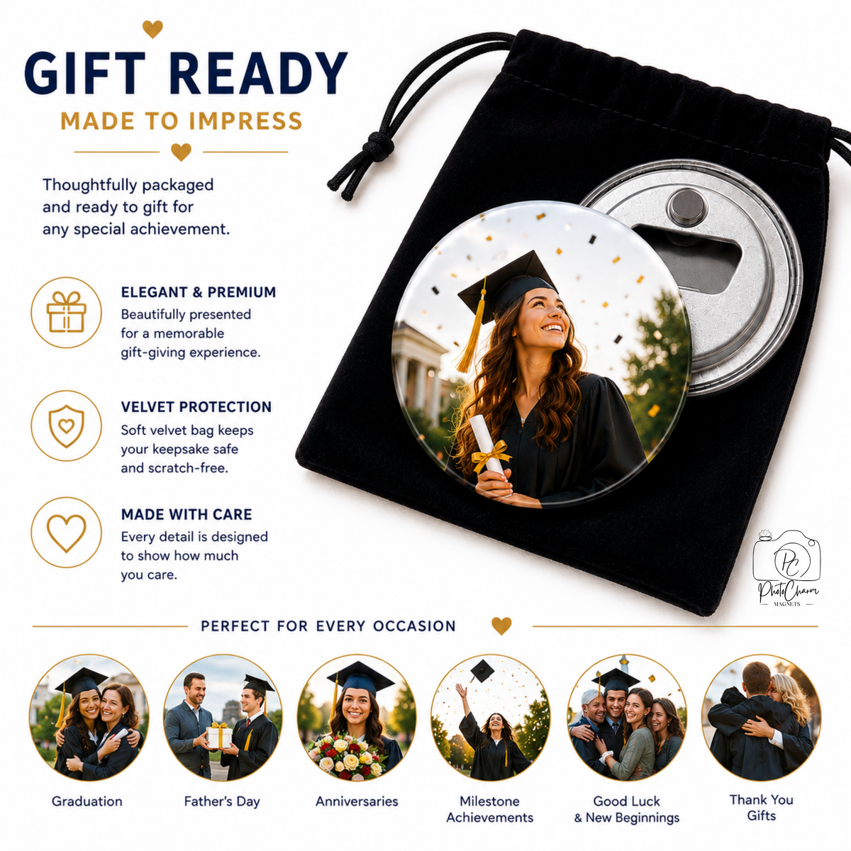 Personalized Graduation Bottle Opener | Photo Keepsake Gift