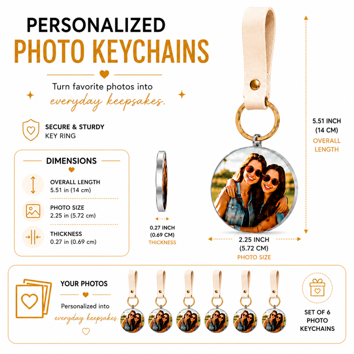 Custom Photo Keychain | Personalized Picture Keychain Gift