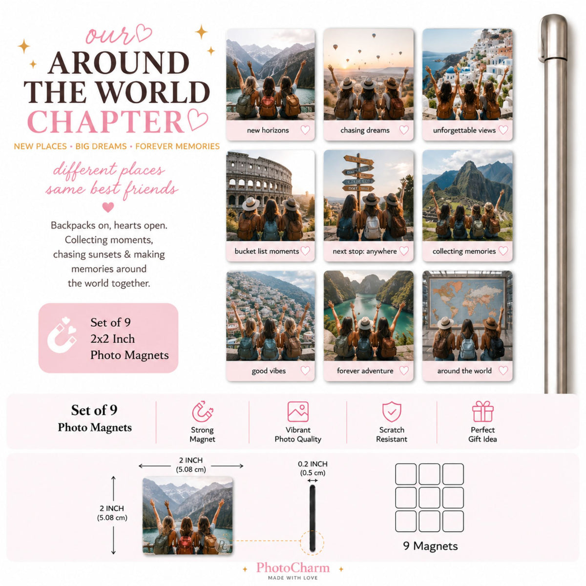 Best Friend Photo Magnets | Personalized Memory Keepsakes | PhotoCharm