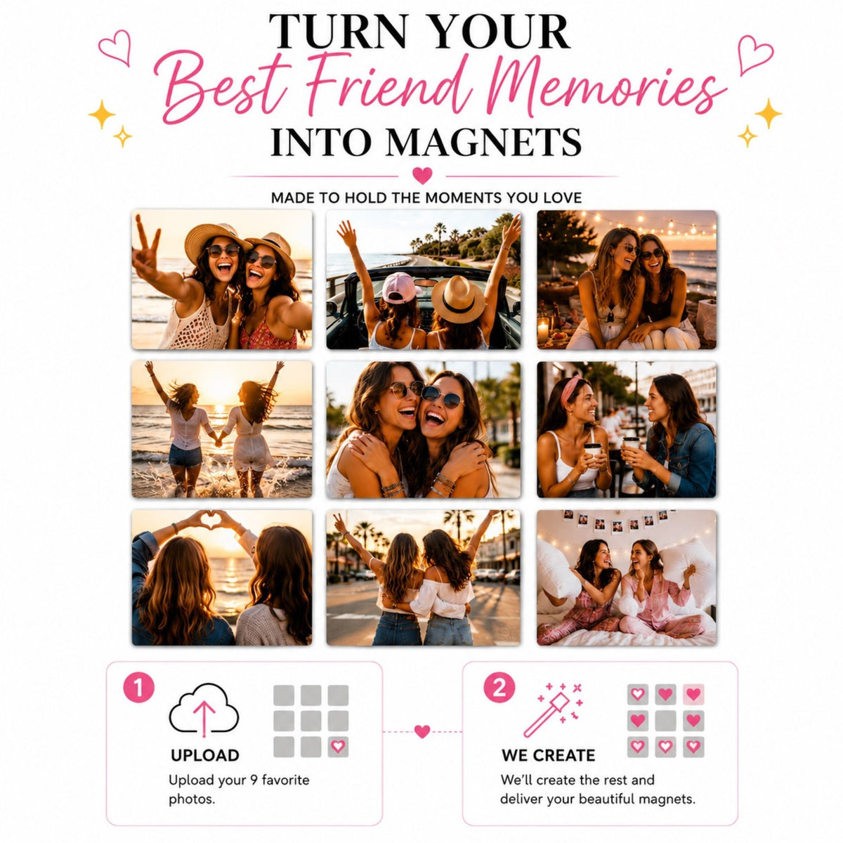 Best Friend Photo Magnets | Personalized Memory Keepsakes | PhotoCharm