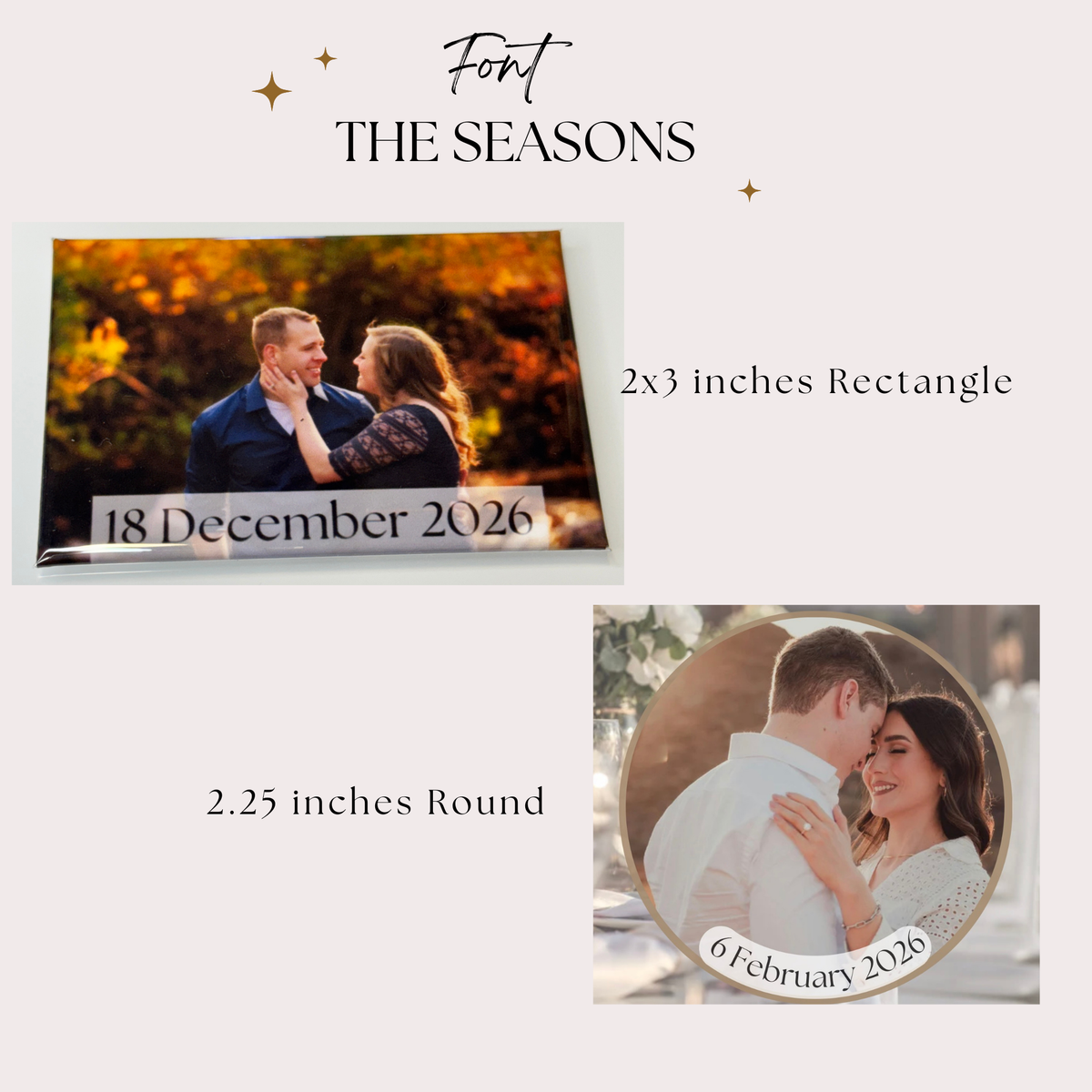 Save The Date 2.25 Round Bottle Opener and 2x3 Rectangle Magnet