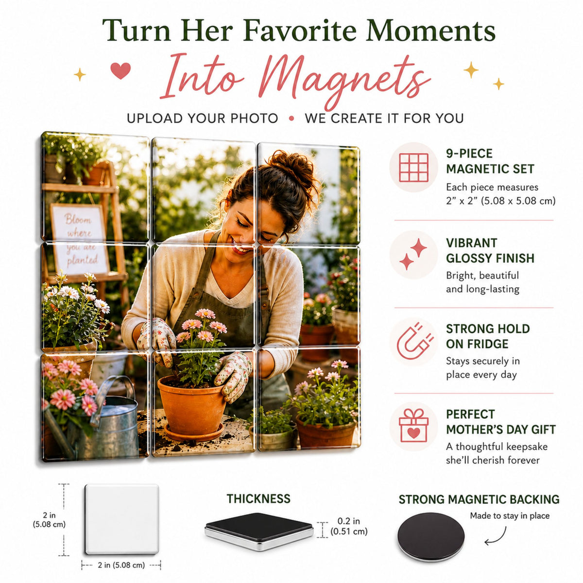 9 Piece Puzzle Photo Magnet | Personalized Memory Keepsake