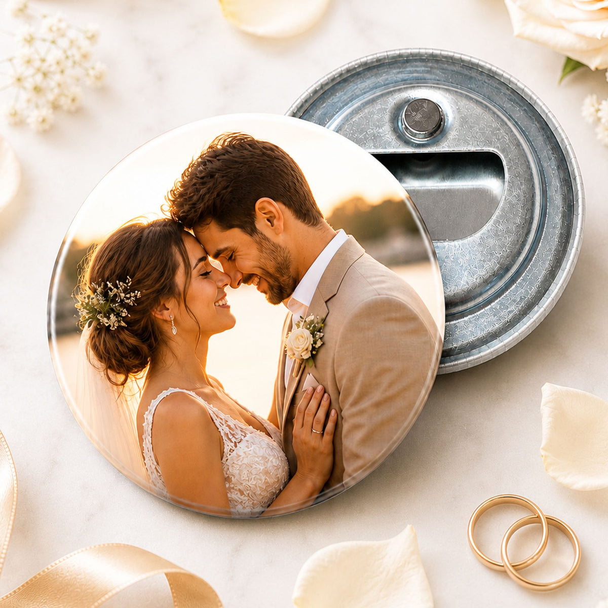 Celebrate Their Love Forever | Personalized 2.25" Wedding Bottle Opener Magnet