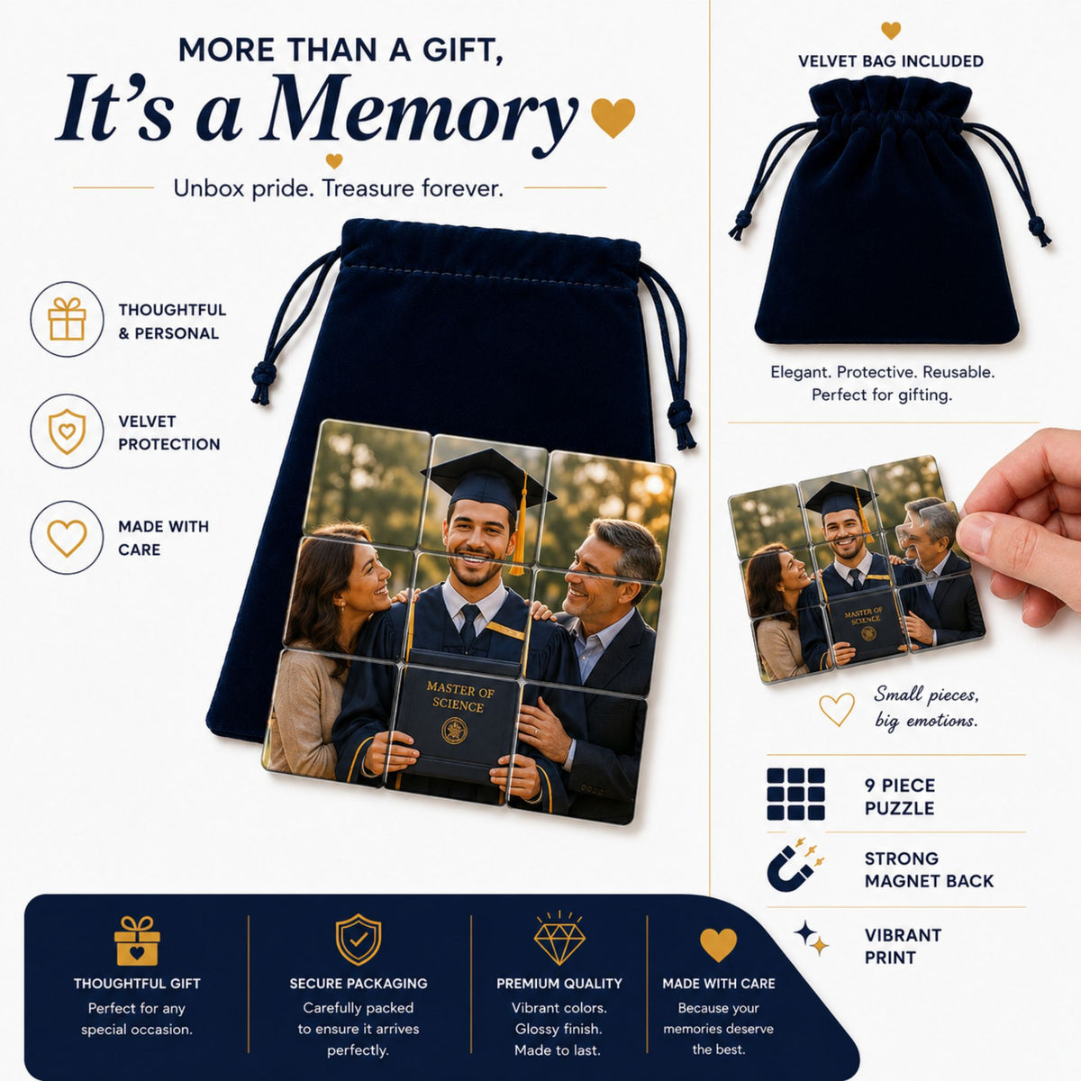 Graduation Memory Puzzle Magnet | Personalized Keepsake Gift